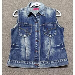 Vintage Carol's Denim 80s Acid Wash Sleeveless Biker Vest